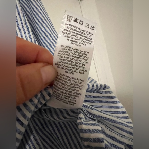beachlunchlounge Women's Blue and White Striped Button Down Shirt size L - Picture 4 of 7